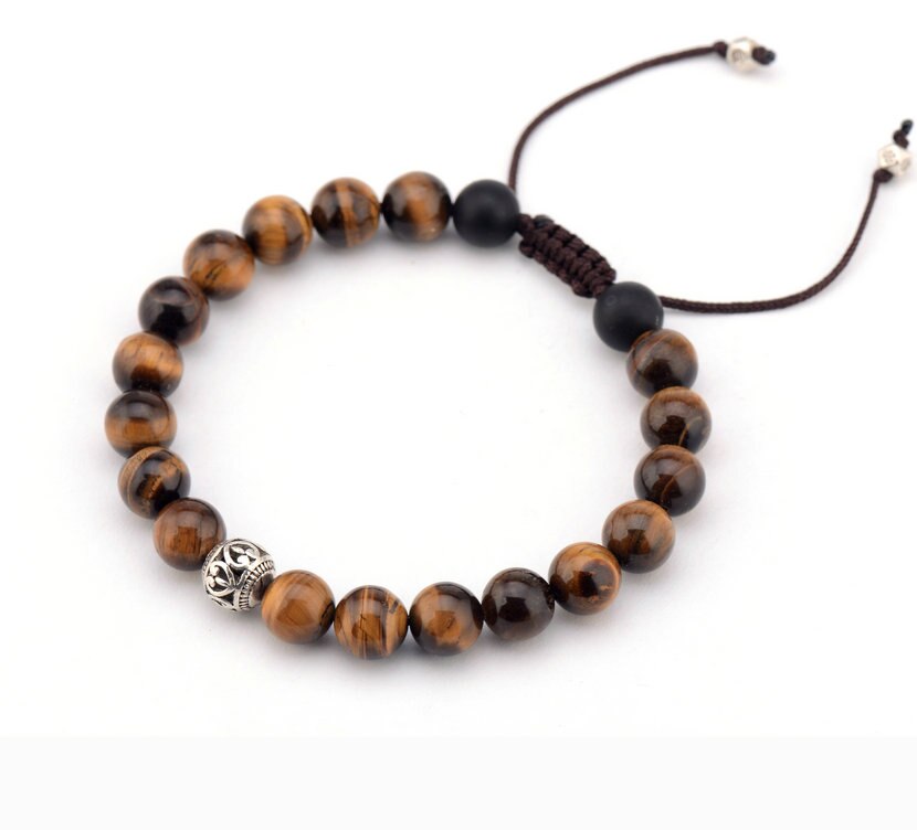Tiger Eye Black Agate Tibetan Bracelet