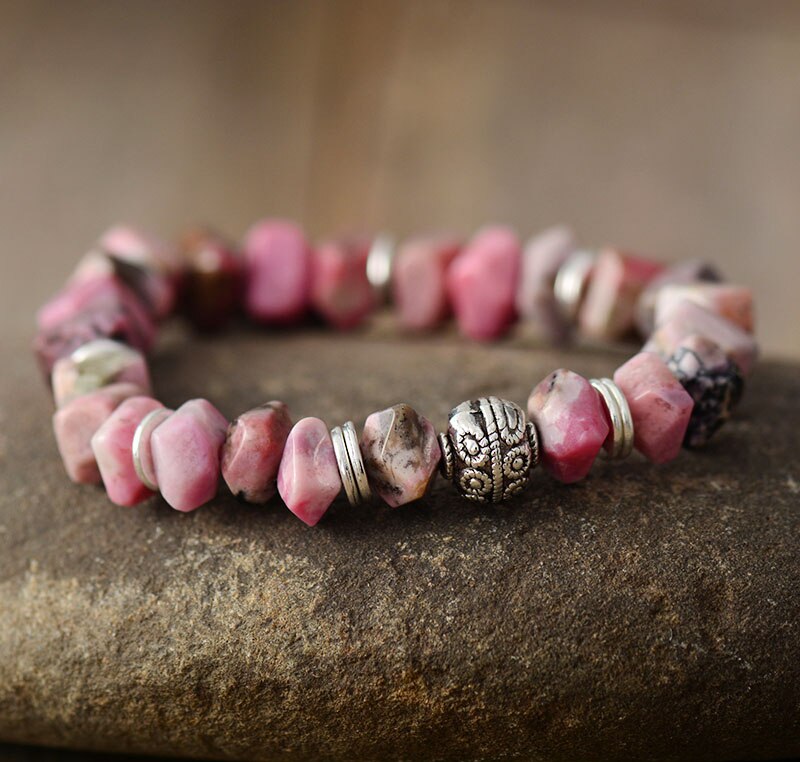Tree of Life Rhodonite Stretch Bracelet