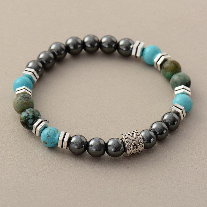 Hematite & Turquoise Beaded Bracelet