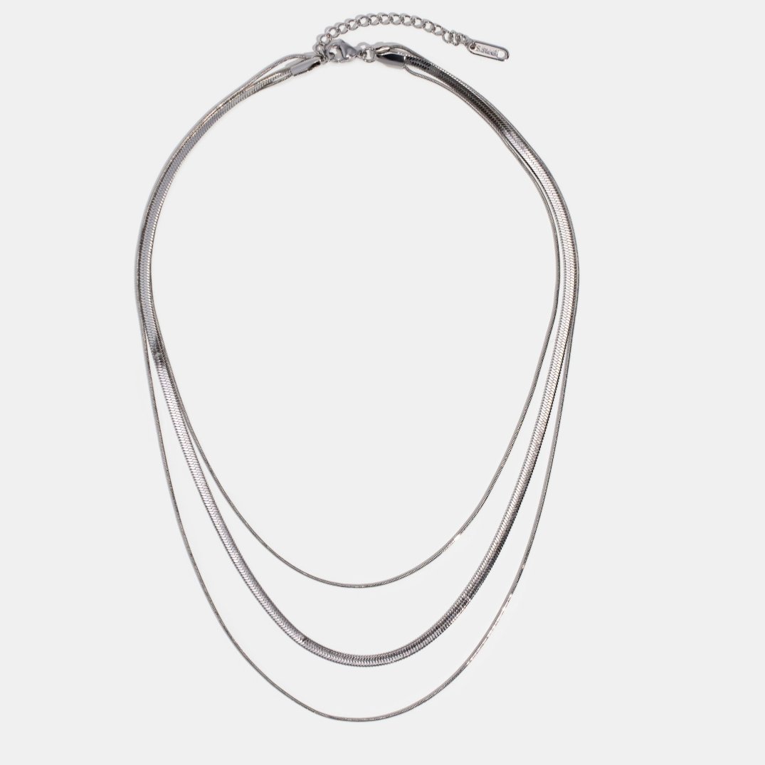 Silver Multi-Layered Chain Necklace