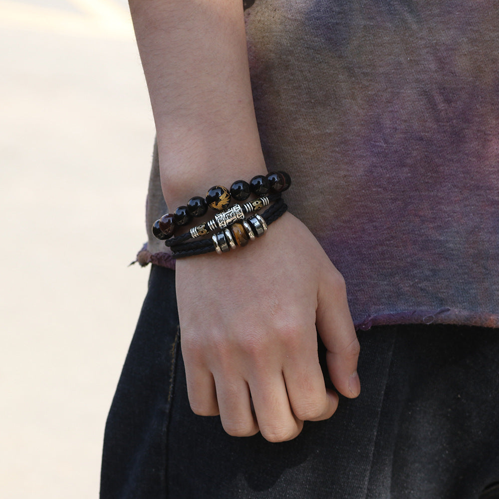 Tiger Eye Malachite Bracelet For Men