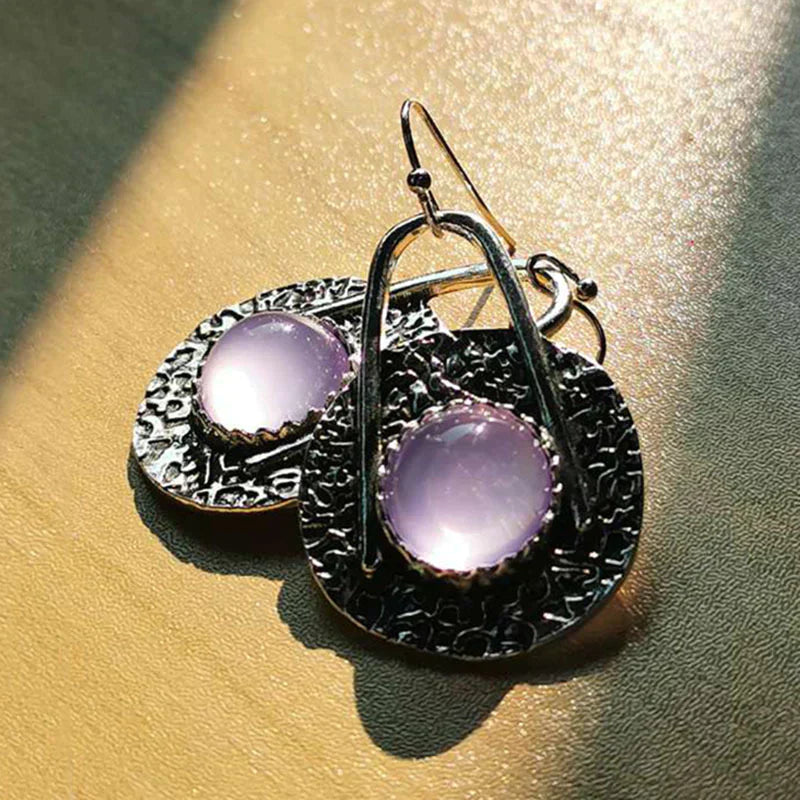 Boho Earrings with Purple Stone