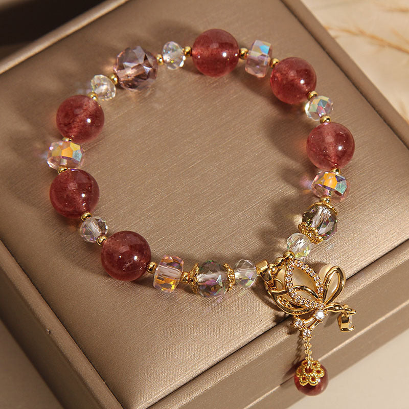 Natural Strawberry Quartz Love Bracelet For Women