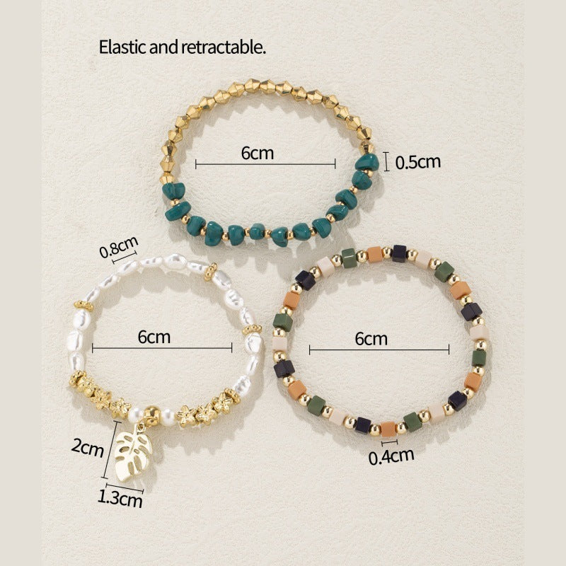 Pearl Leaf Pendant Bracelet Set Exclusive Handcrafted