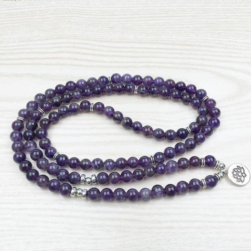 108 Natural Amethyst Stone Mala Prayer Beads Bracelet™