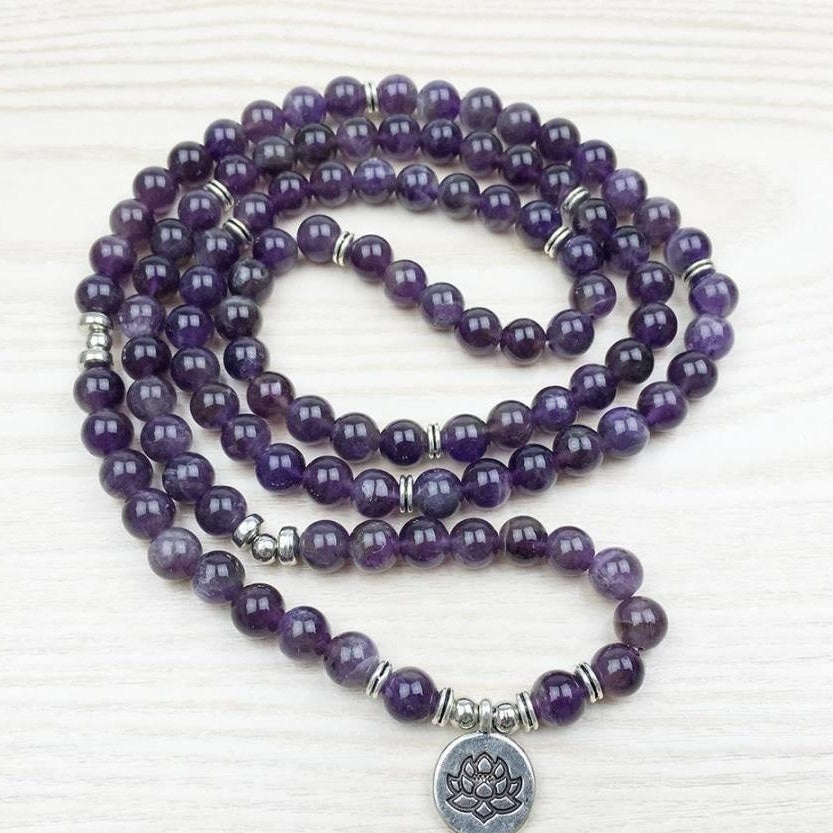 108 Natural Amethyst Stone Mala Prayer Beads Bracelet™