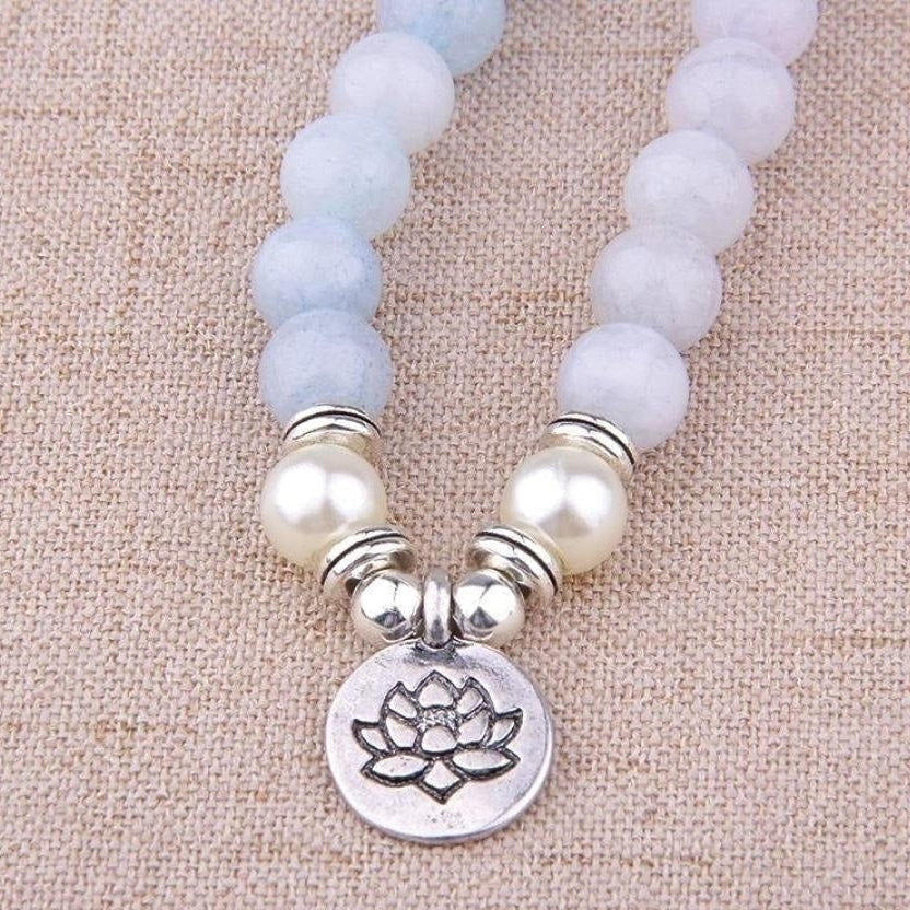 108 Natural Calcite & Pearl Mala Prayer Beads™