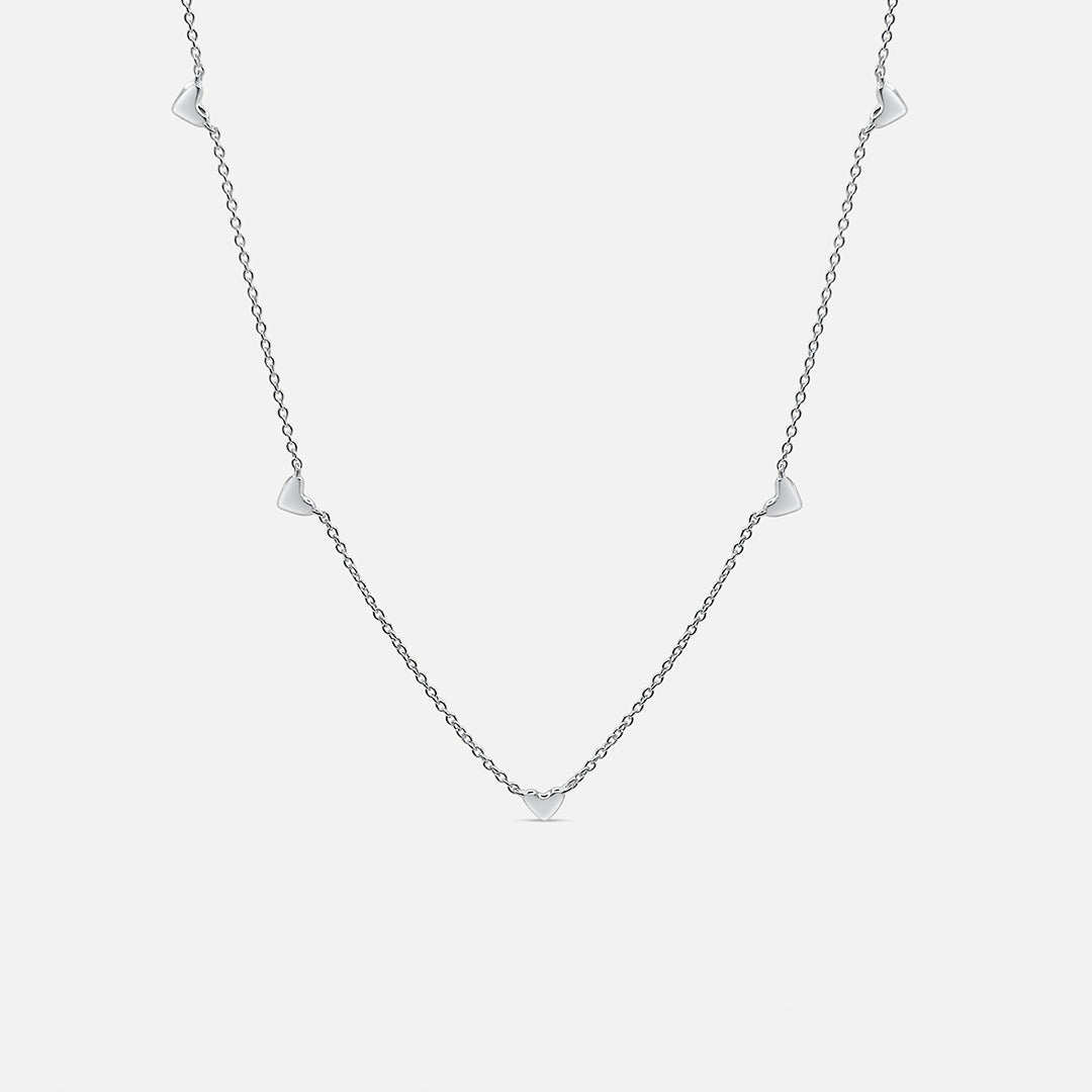 Fine Heart Charm Necklace - Silver