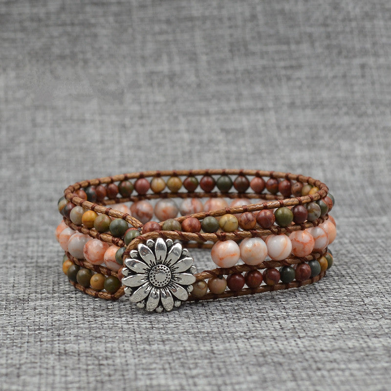 Sunflower Natural Stone Beaded Bracelet For Women