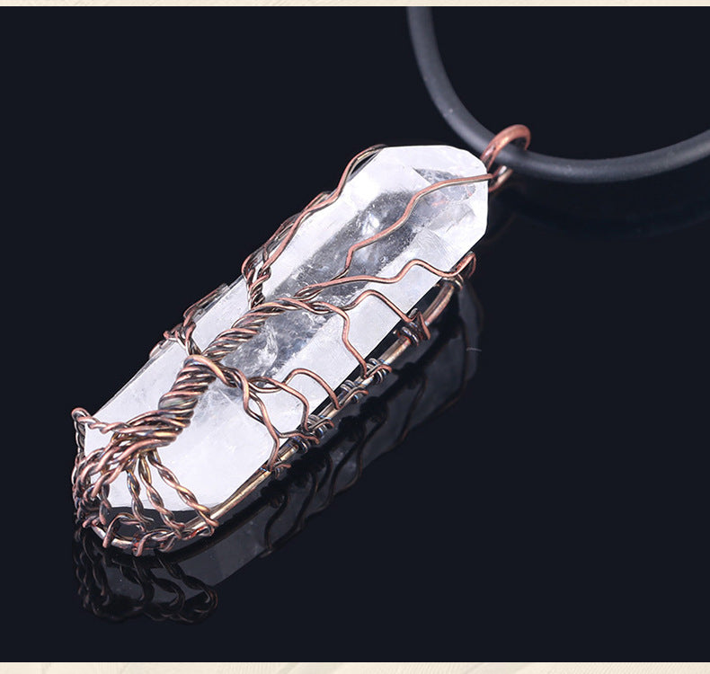 Amorphous Crystal Pendant Necklace White Stone Irregular