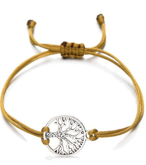 Red Handwoven Rope Tree Of Life Bracelet Adjustable Knot