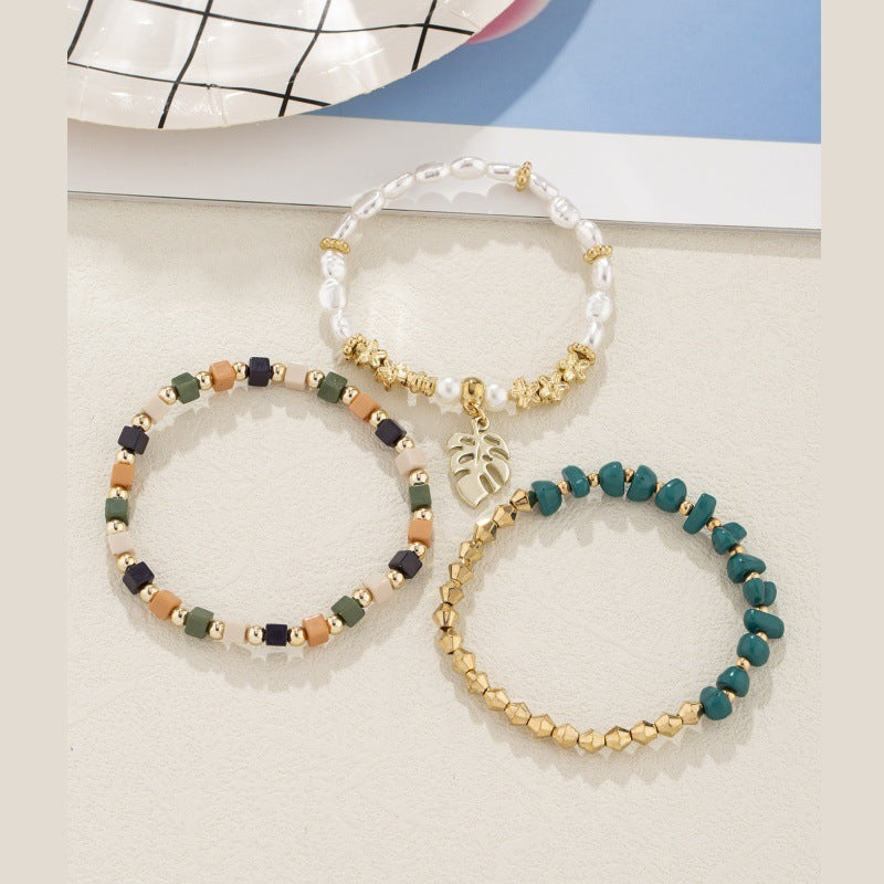 Pearl Leaf Pendant Bracelet Set Exclusive Handcrafted