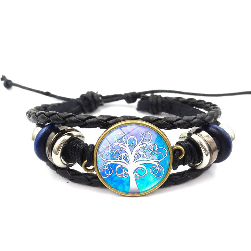 Tree Of Life Multilayer Leather Glass Bracelet Plus