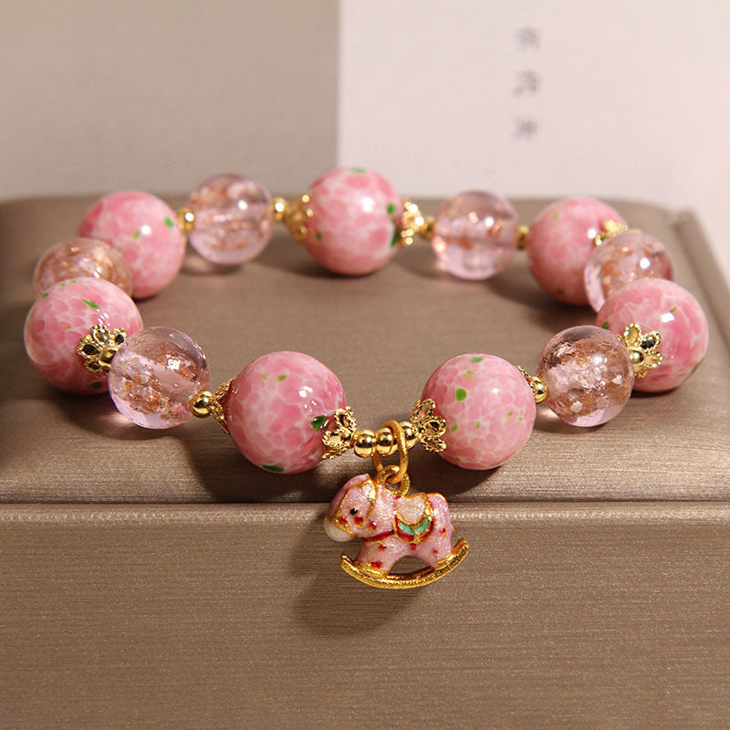 Cherry Blossom Luminous Glass Crystal Bracelet for Women