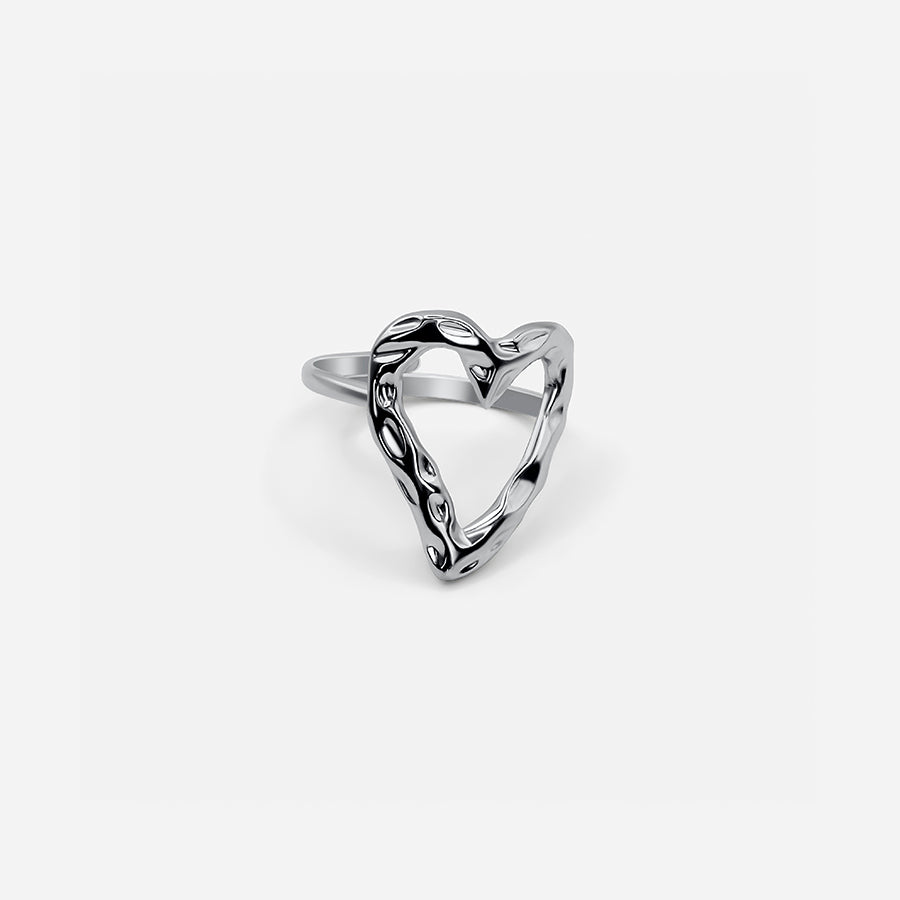 ADJUSTABLE TEXTURED HEART RING