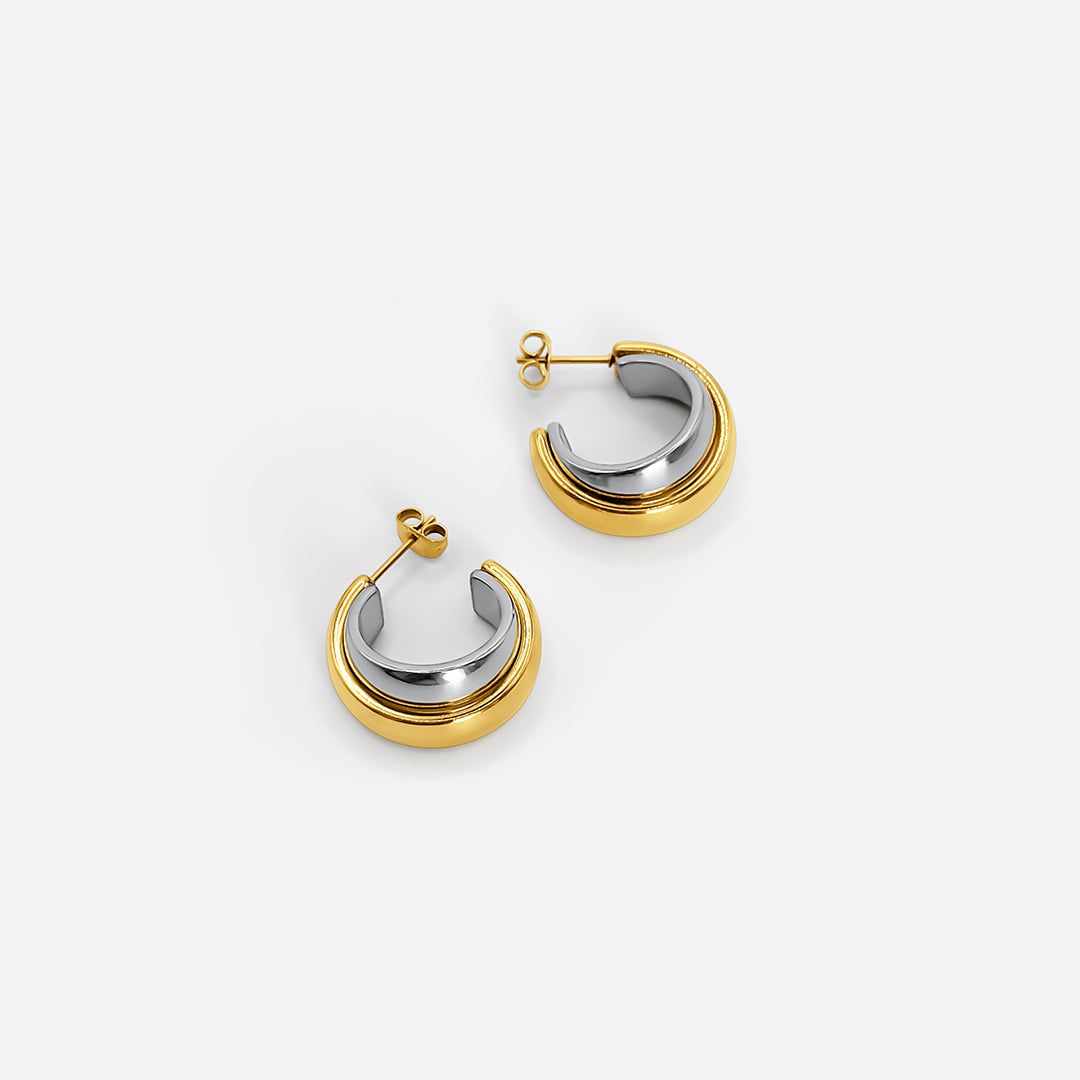 TWO TONE HOOP EARRINGS