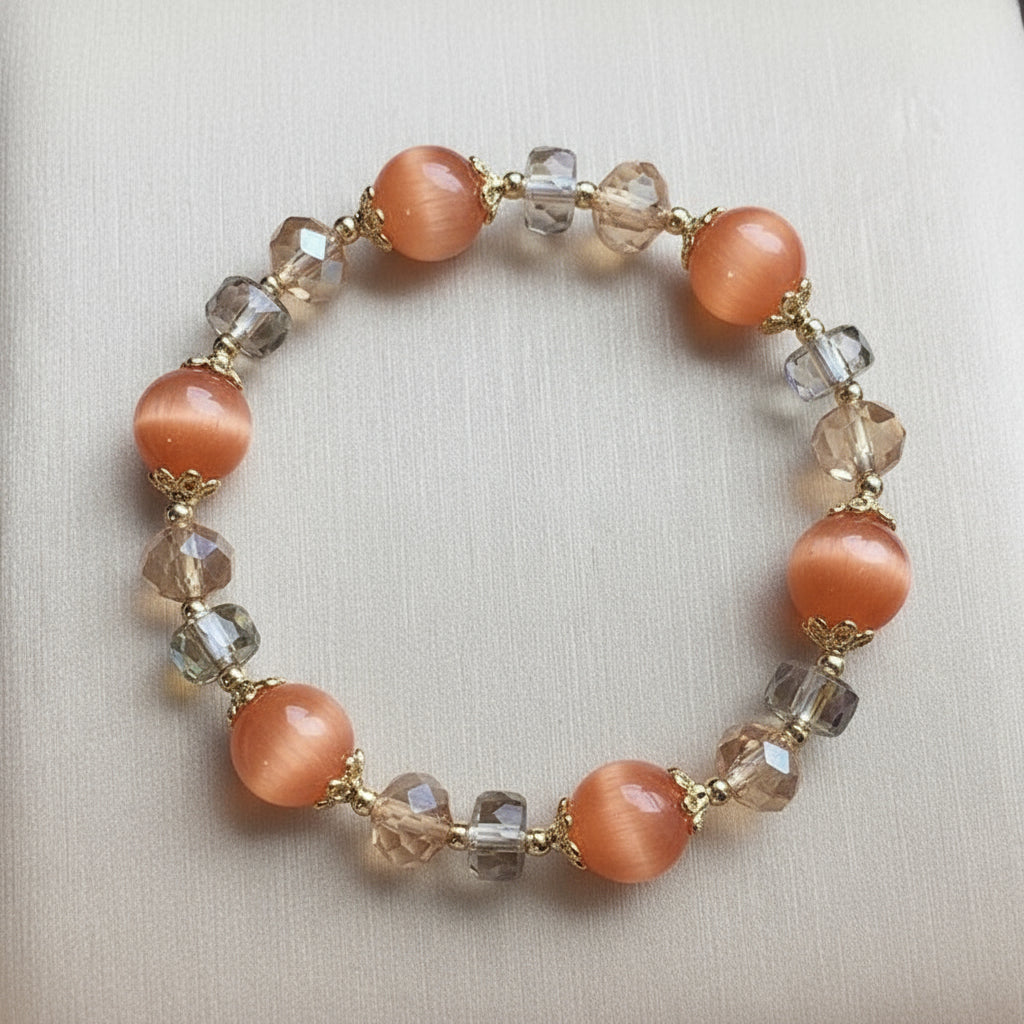 Exquisite Natural White Opal Bracelet 10mm Beads For Women