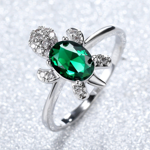 Sea Turtle Ring in Zirconium and Silver