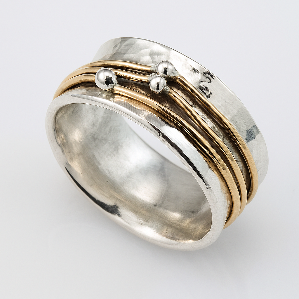Vintage Gold Layered Silver Ring