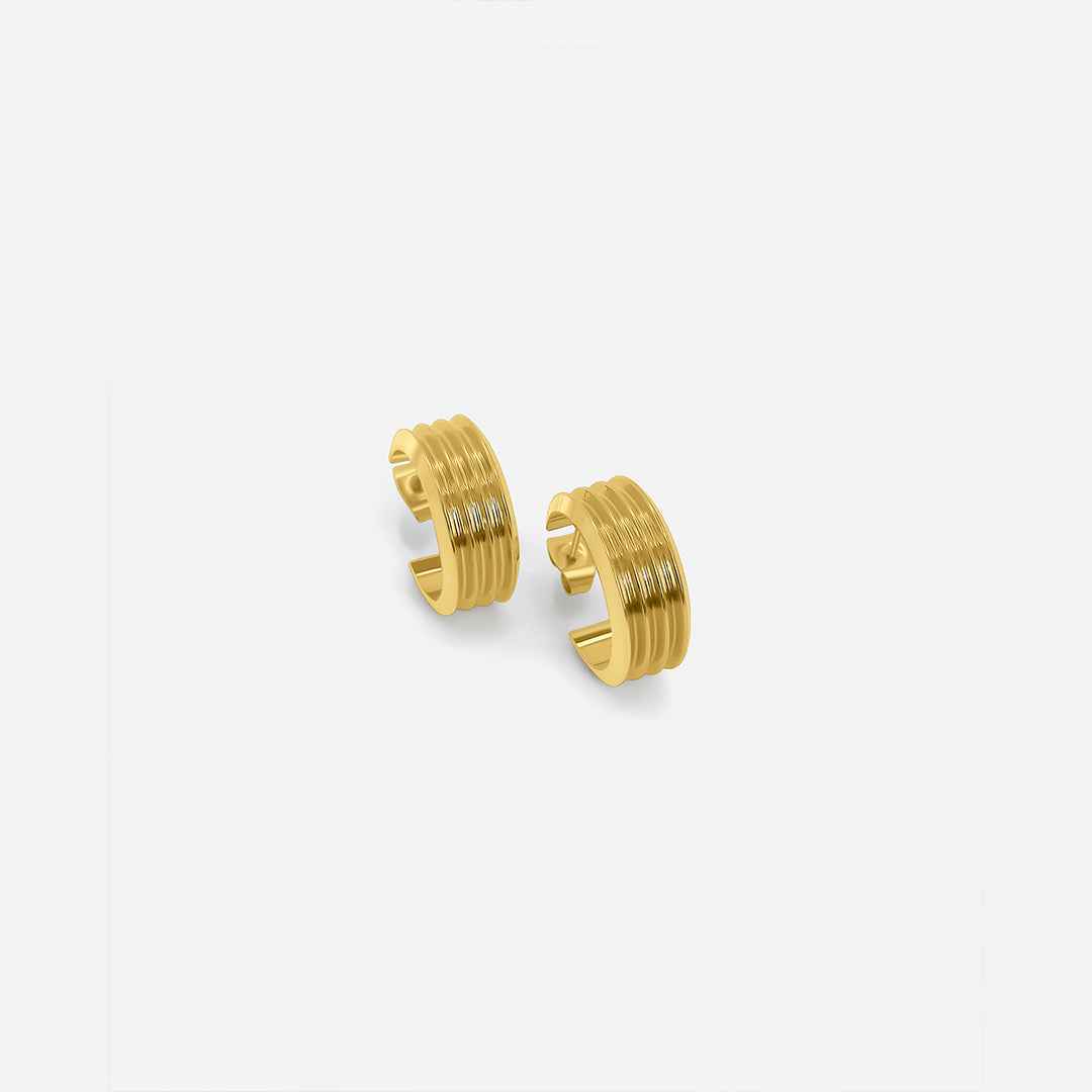 MINI RIBBED HOOPS GOLD