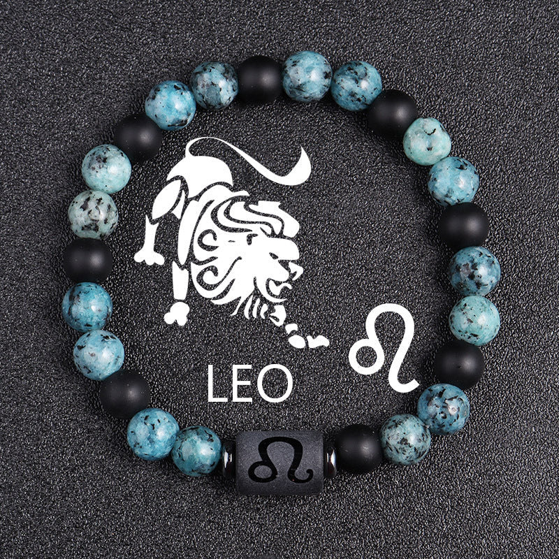 Rare Obsidian Zodiac Bracelet Twelve Constellations