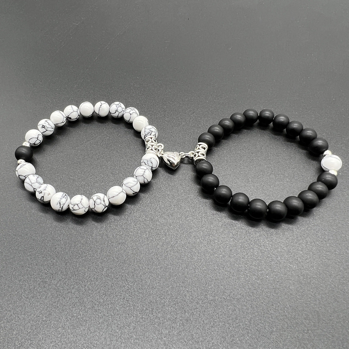 White Turquoise Limited Handcrafted Heart Couple Bracelet
