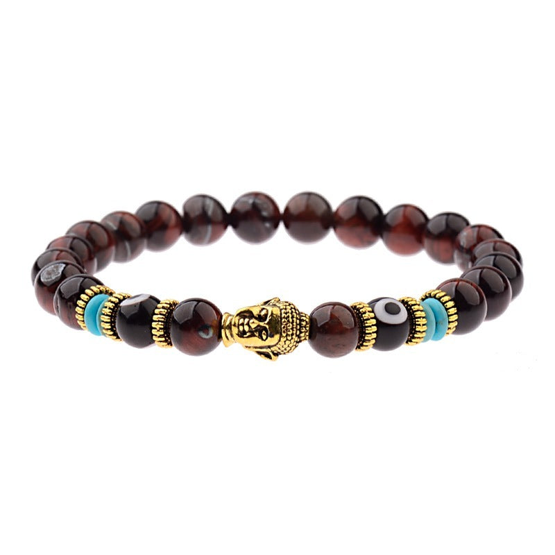 Buddha Head Alloy Signature Tiger Energy Stone Bracelet