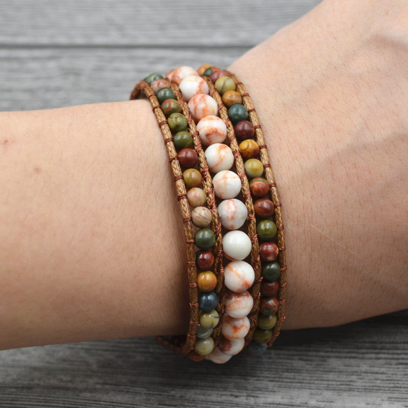 Sunflower Natural Stone Beaded Bracelet For Women