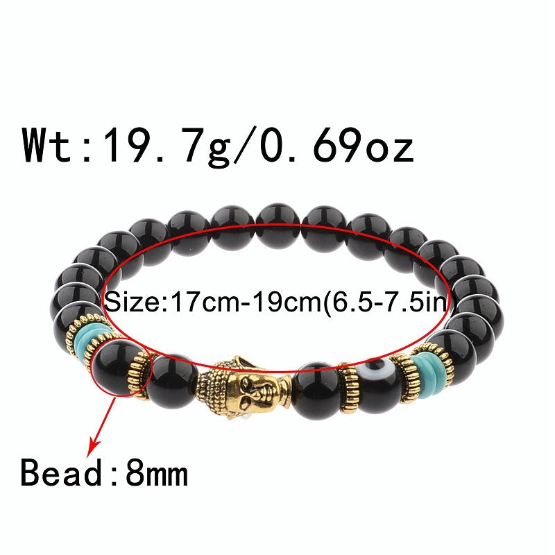 Buddha Head Alloy Signature Tiger Energy Stone Bracelet