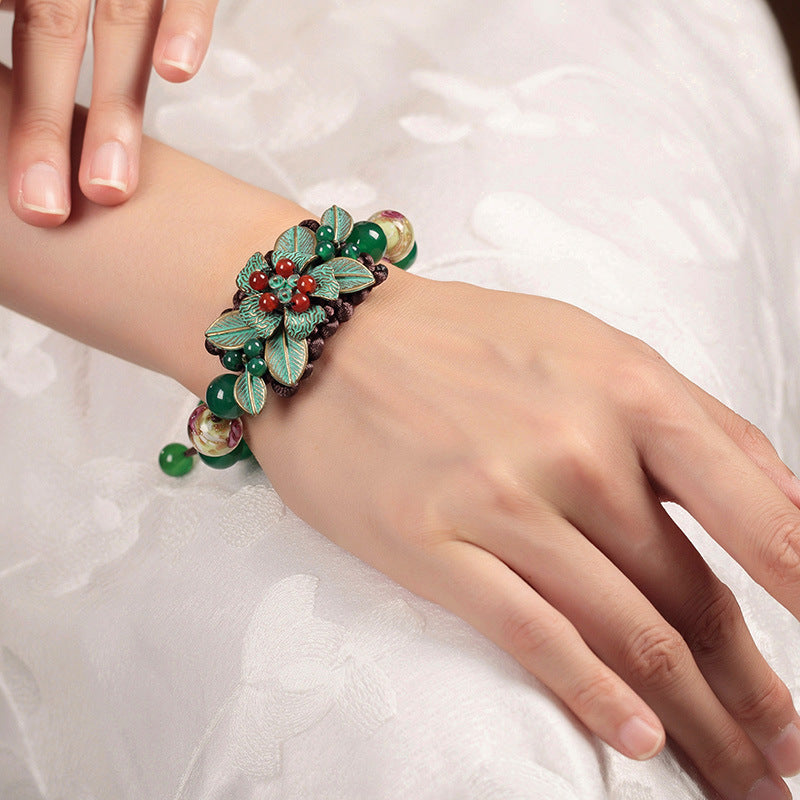 Green Yunnan Ethnic Style Bracelet Retro for Women