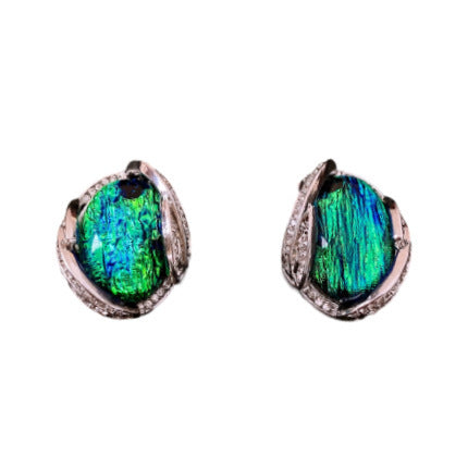 Silver Rhinestone Resin Stud Earrings Fashion Ornament