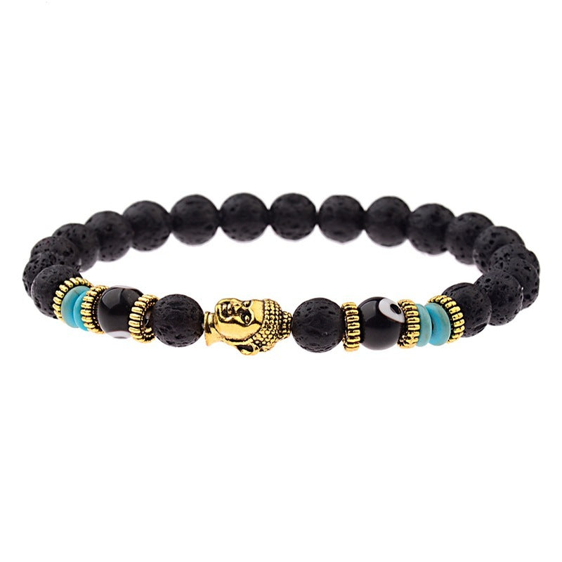 Buddha Head Alloy Signature Tiger Energy Stone Bracelet