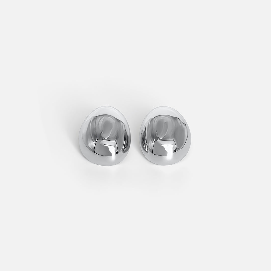 SILVER OVAL EARRINGS