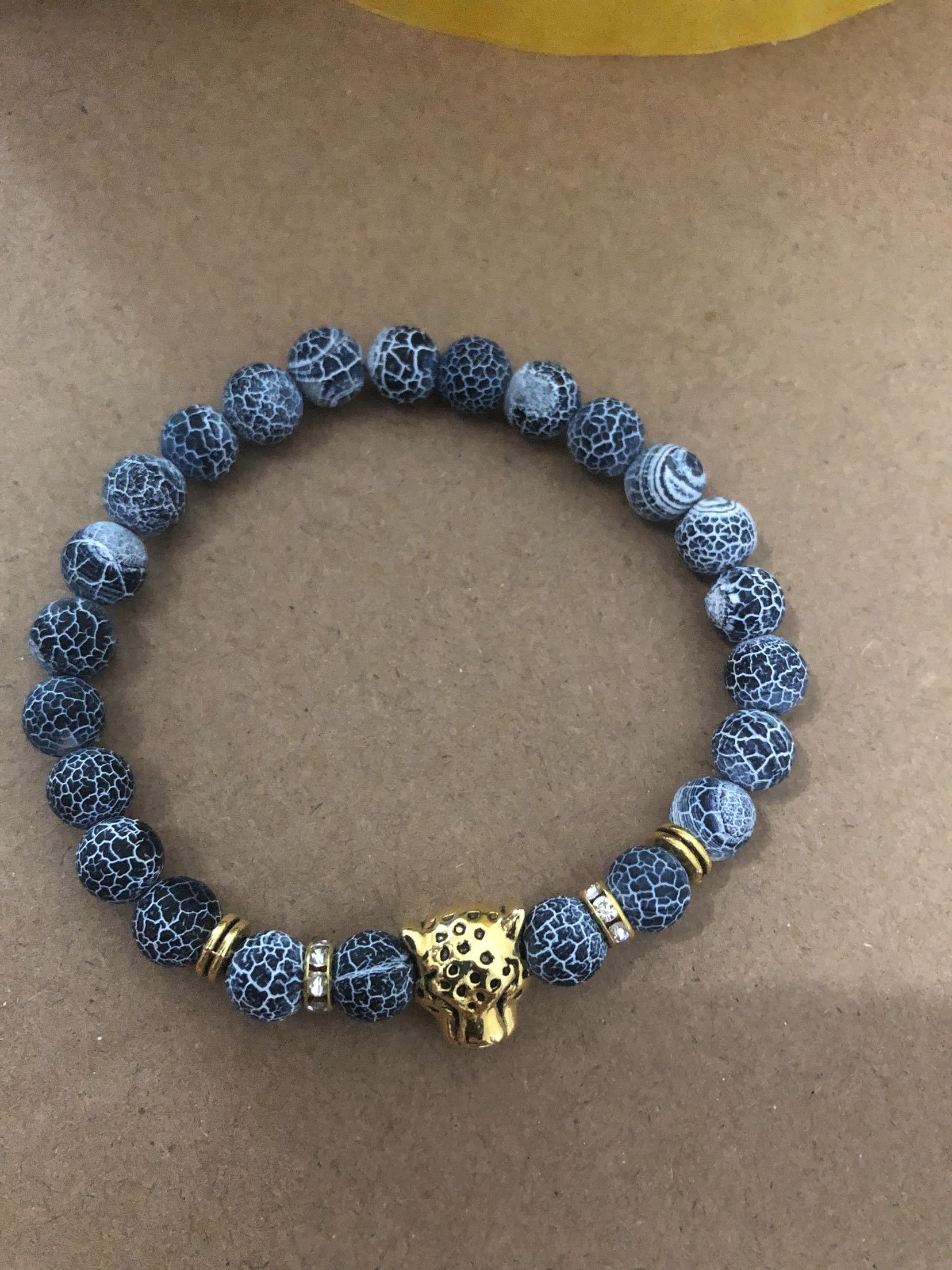 Natural Agate Leopard Bracelet for Men