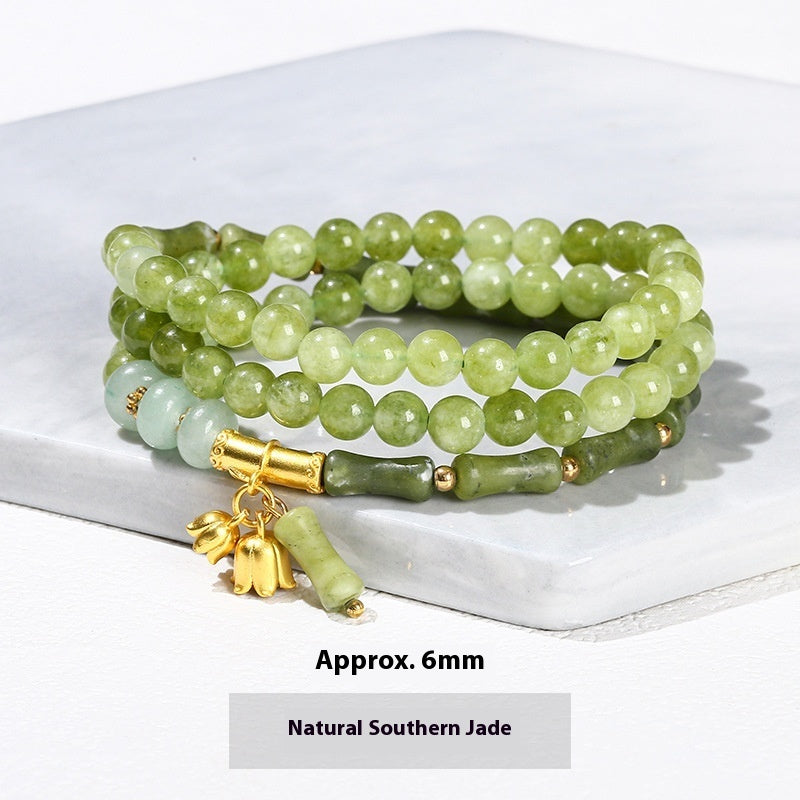 Gray Jade Multi Circle Bamboo Bracelet For Girls Gift