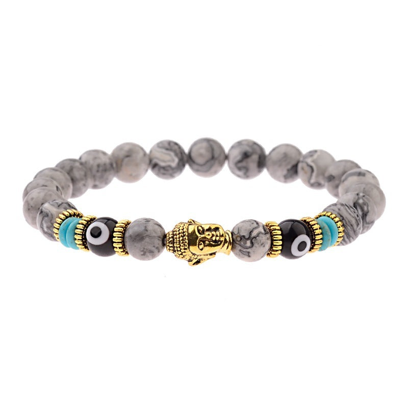 Buddha Head Alloy Signature Tiger Energy Stone Bracelet