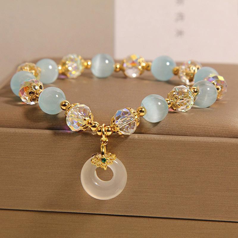 Women Blue Opal Bracelet Luxury Gift Japanese Style