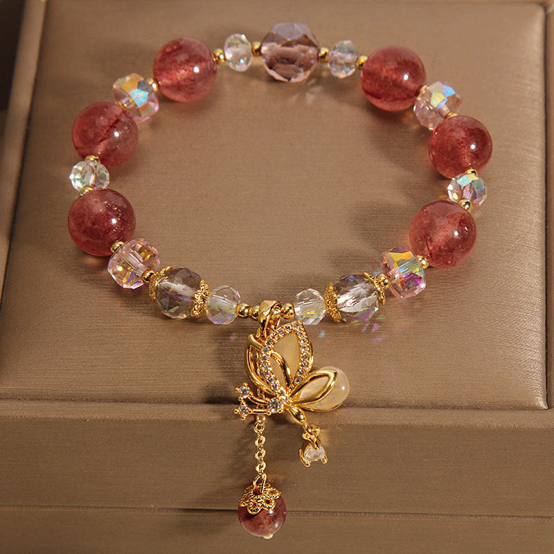 Natural Strawberry Quartz Love Bracelet For Women