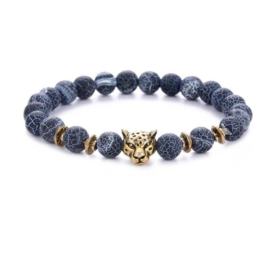 Natural Agate Leopard Bracelet for Men