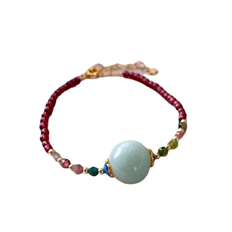 Korean Style Elegant Garnet Tourmaline Bracelet for Women