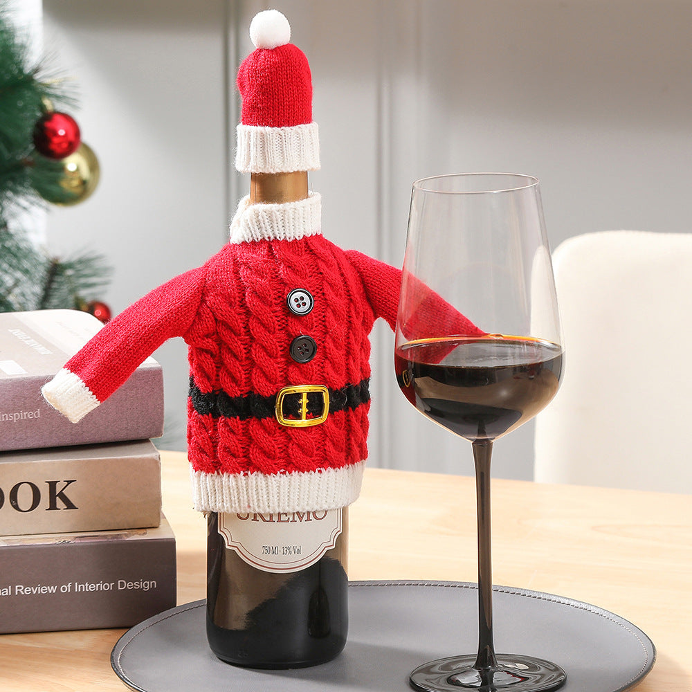 Knitted Christmas Wine Bottle Cover Table Decor Festive Home