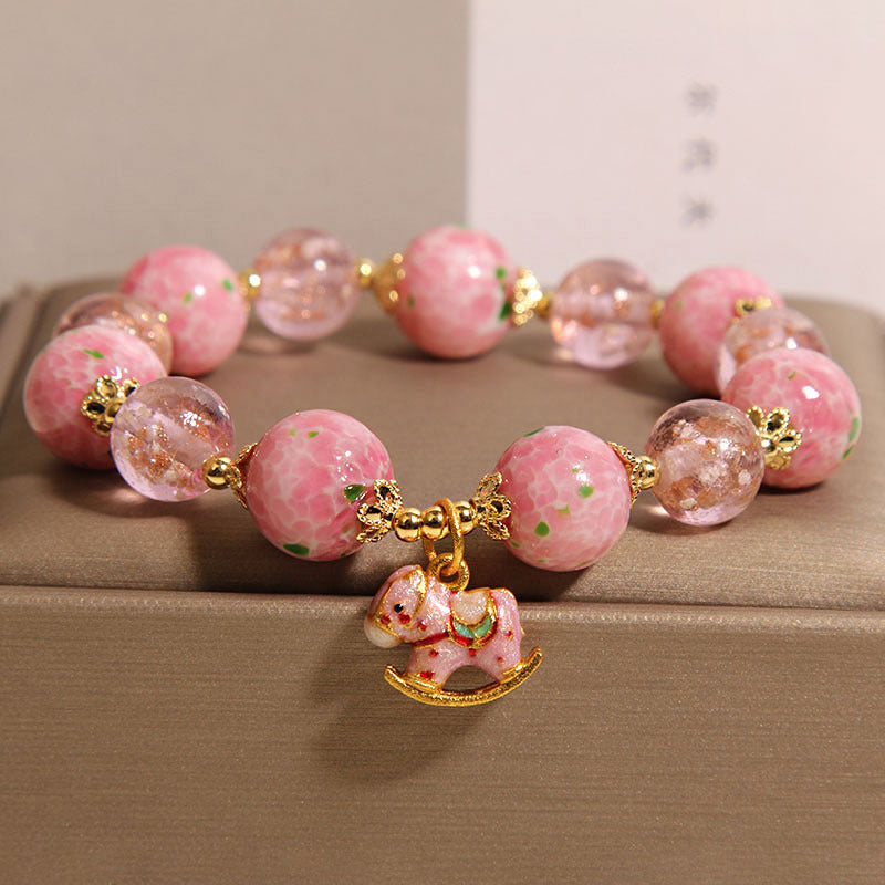 Cherry Blossom Luminous Glass Crystal Bracelet for Women
