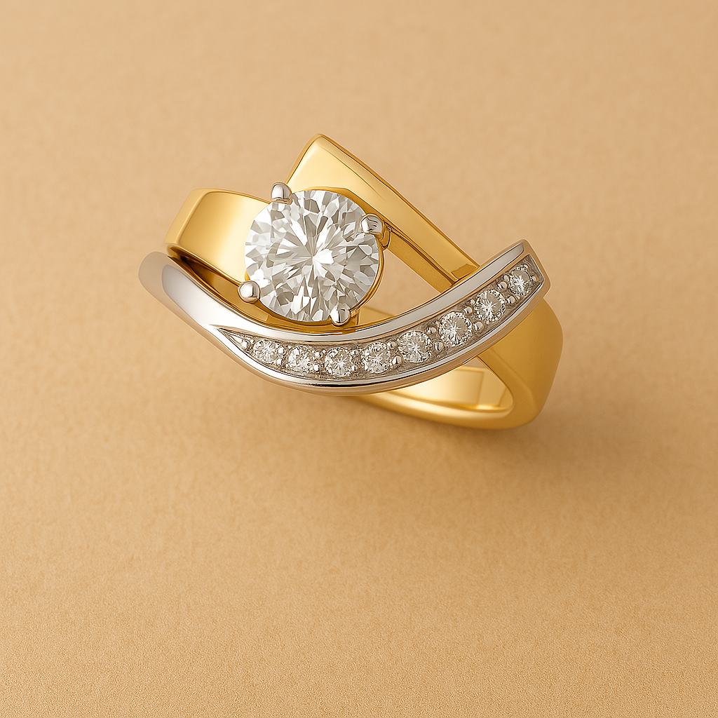 Vintage Irregular Gold Zirconia Ring