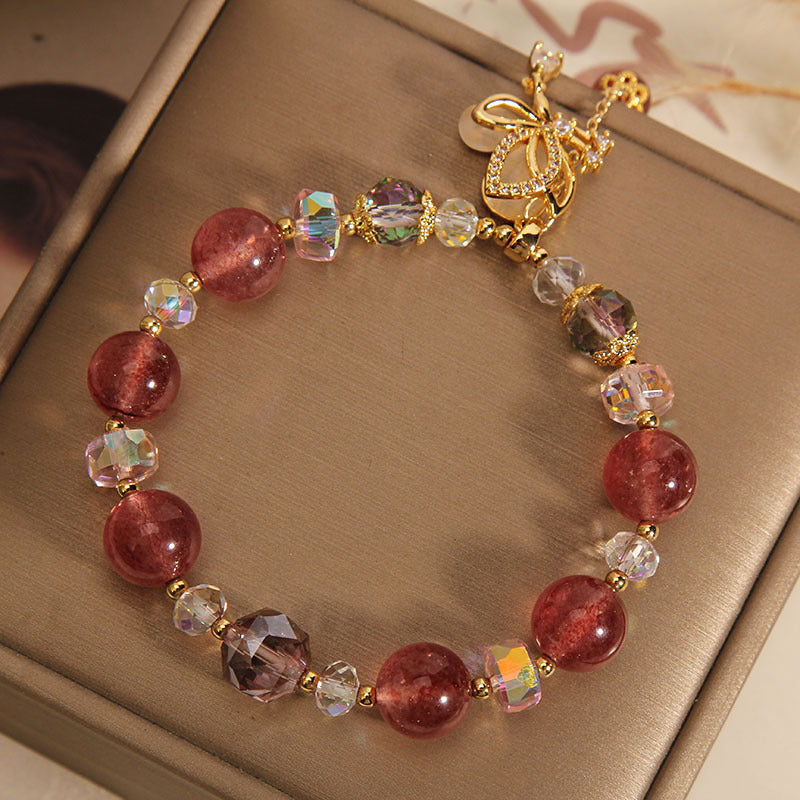 Natural Strawberry Quartz Love Bracelet For Women