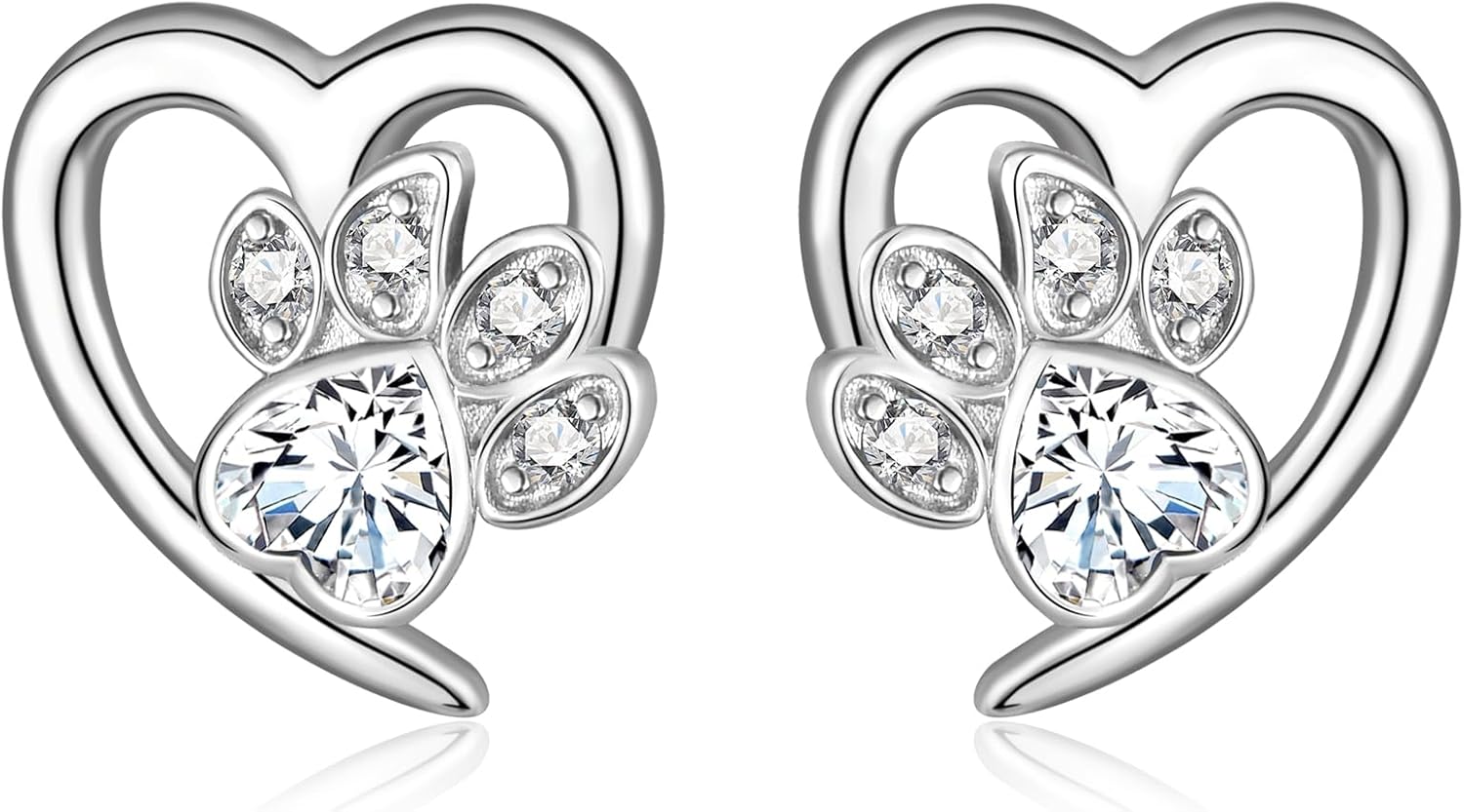 Earrings with Paw Prints & Heart – Pet Lover Jewelry