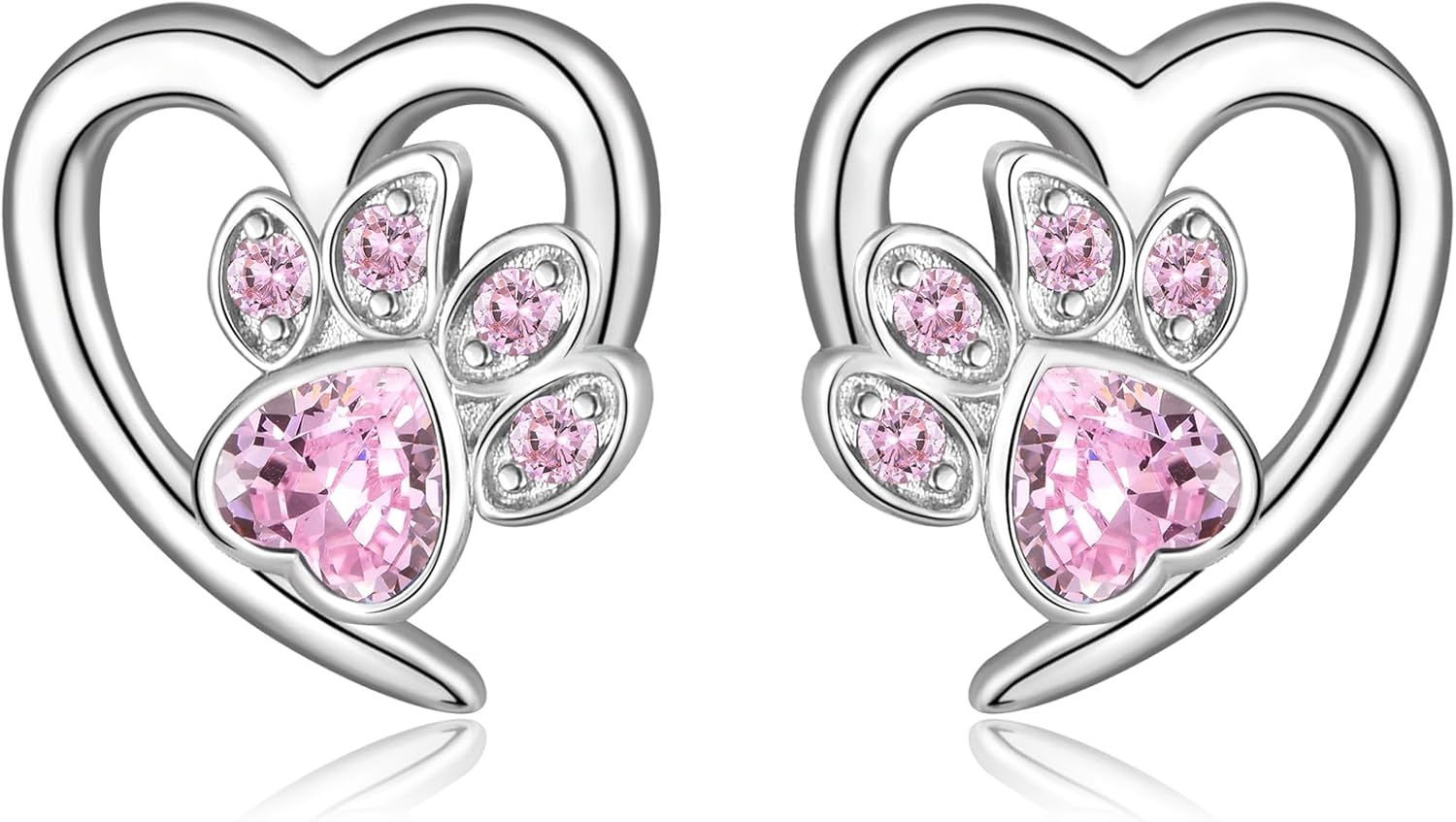 Earrings with Paw Prints & Heart – Pet Lover Jewelry