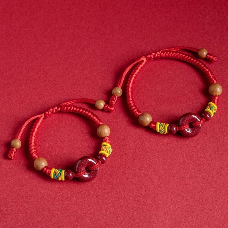 Red Stone Buckle Rope Bracelet Unisex Adults And Children