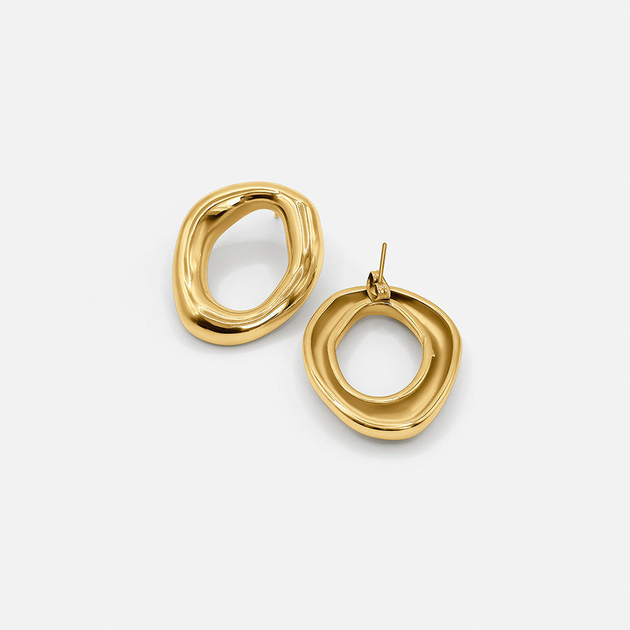 18K GOLD OPEN OVAL EARRINGS
