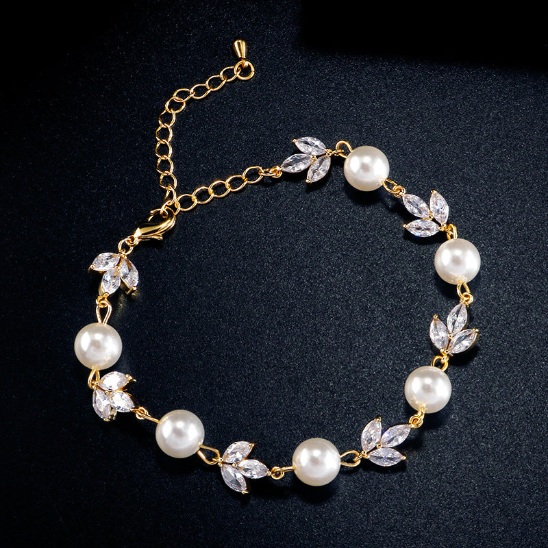 Tequ Zircon Bracelet Two Tone White Gold Elite