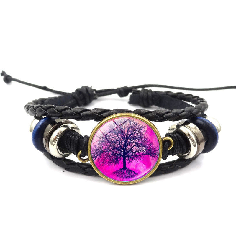 Tree Of Life Multilayer Leather Glass Bracelet Plus